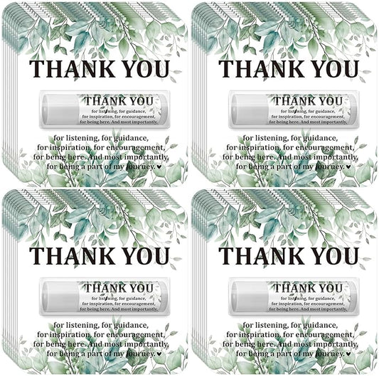 30 Pack Christmas Employee Appreciation Gift Lip Balms Bulk Staff Teacher Team Volunteer Thank You Gift Thanksgiving Christmas Appreciation Party Favor for Women Men(Leaf,Green White)