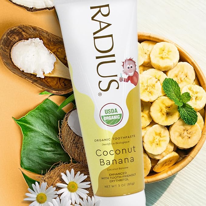 Radius USDA Kids Organic Toothpaste, Coconut Banana, 3 Oz (Pack of 1)