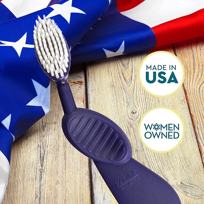 RADIUS Flex Brush with Soft Bristles Toothbrush BPA Free & ADA Accepted Designed to Improve Gum Health & Reduce Issues - Right Hand - Assorted - Pack of 6