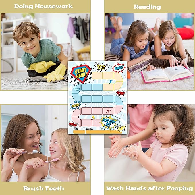 10 Superhero Reward Chart with 216 Round Stickers, Incentive Behavior Chart for Kids at Home Classroom, Kids Routine Daily Chore Sticker Chart-A12